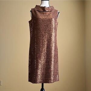 NWOT - Maison Laviniaturra - Shimmer Bronze Funnel Neck Shift - 44 IT / US 8